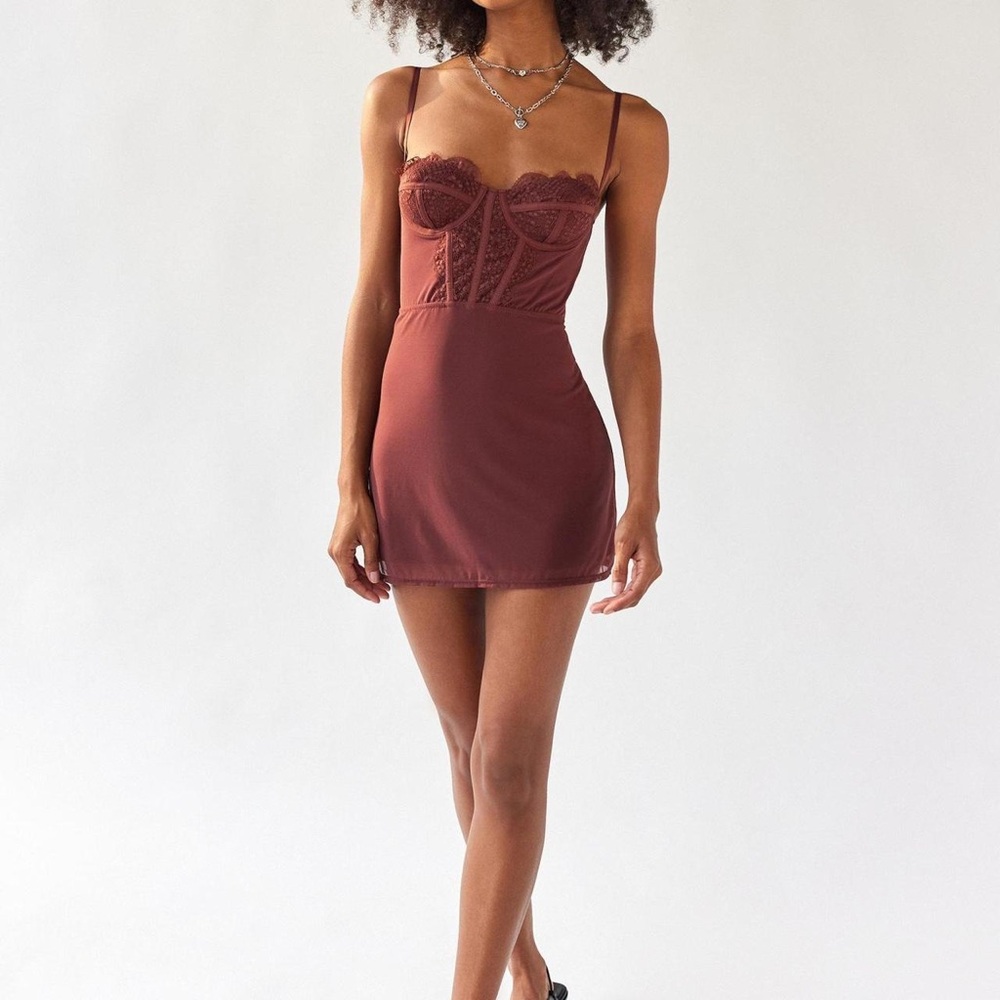 NWT Urban Outfitters Women's Brown and Burgundy Dress